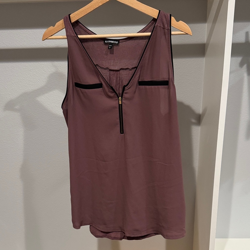 Express Women's Purple Tank Top with Zipper